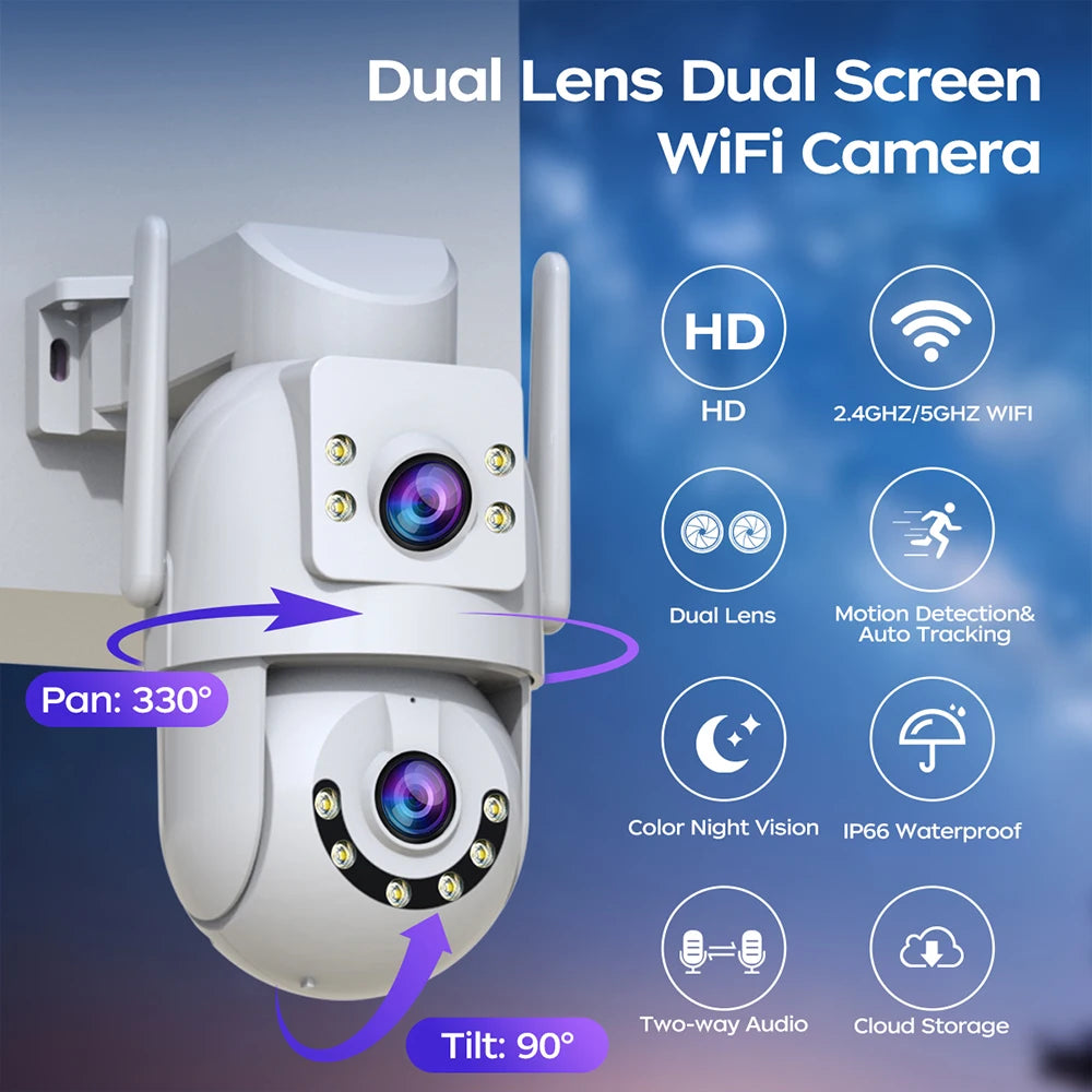 JOOAN 4K 8MP Outdoor PTZ Security Camera – Dual Lens AI Tracking
