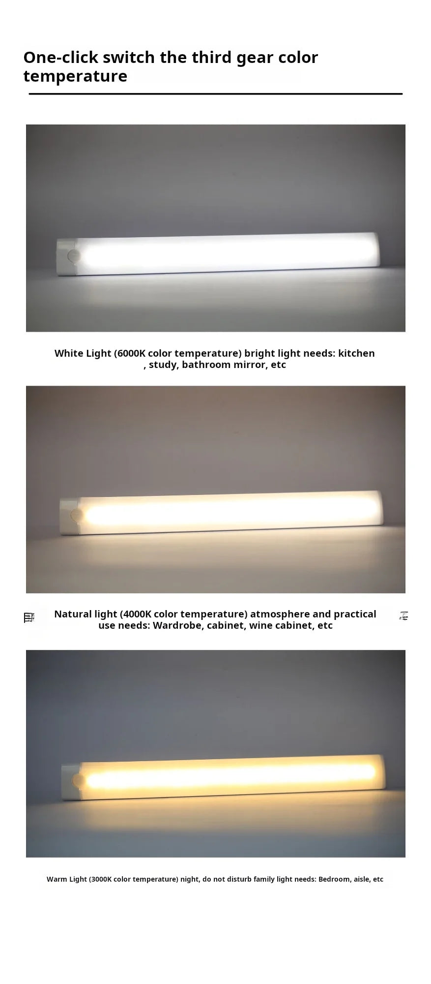 Wireless Rechargeable LED Motion Cabinet Light – Minimal Under-Shelf Lighting