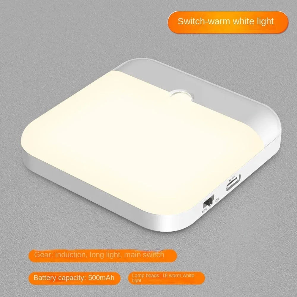 Motion Sensor Night Lamp – USB LED Light for Stairs, Closet, Hallway, Bedroom