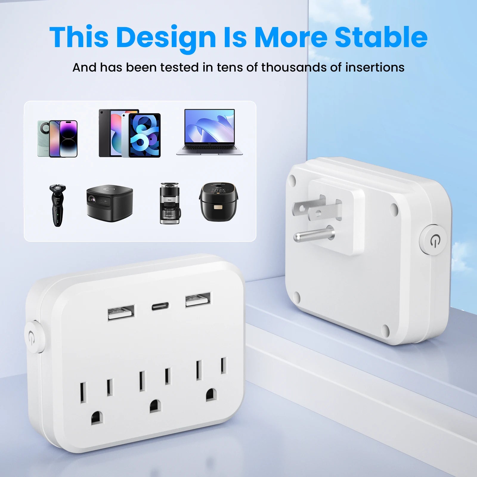 TRANSTON 6-in-1 Power Strip – AC Outlets with USB & USB-C Ports