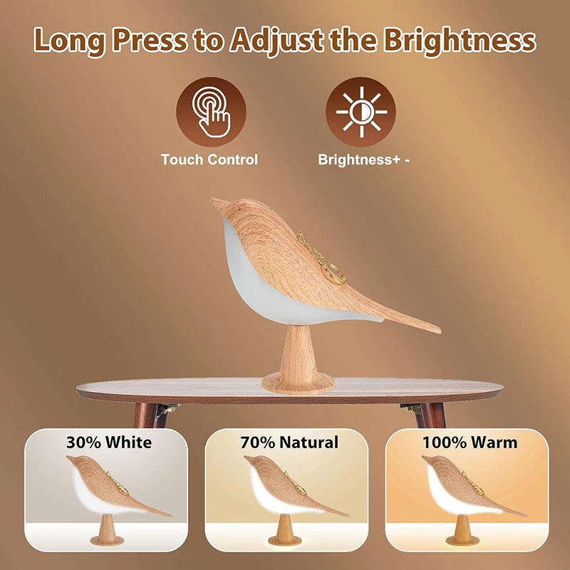 3-Color Wooden Bird Night Lamp