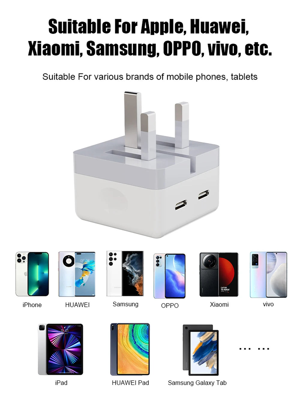 40W Dual USB-C Charger – Foldable Wall Adapter for iPhone & iPad