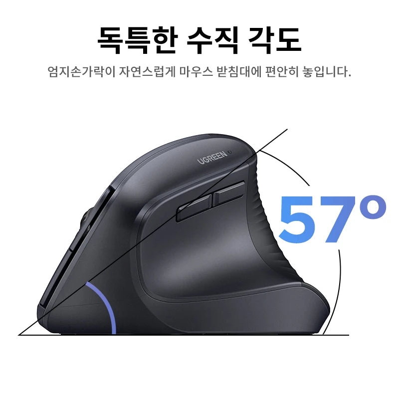 UGREEN Bluetooth 2.4G Vertical Wireless Mouse – Ergonomic, 4000 DPI, 6 Buttons