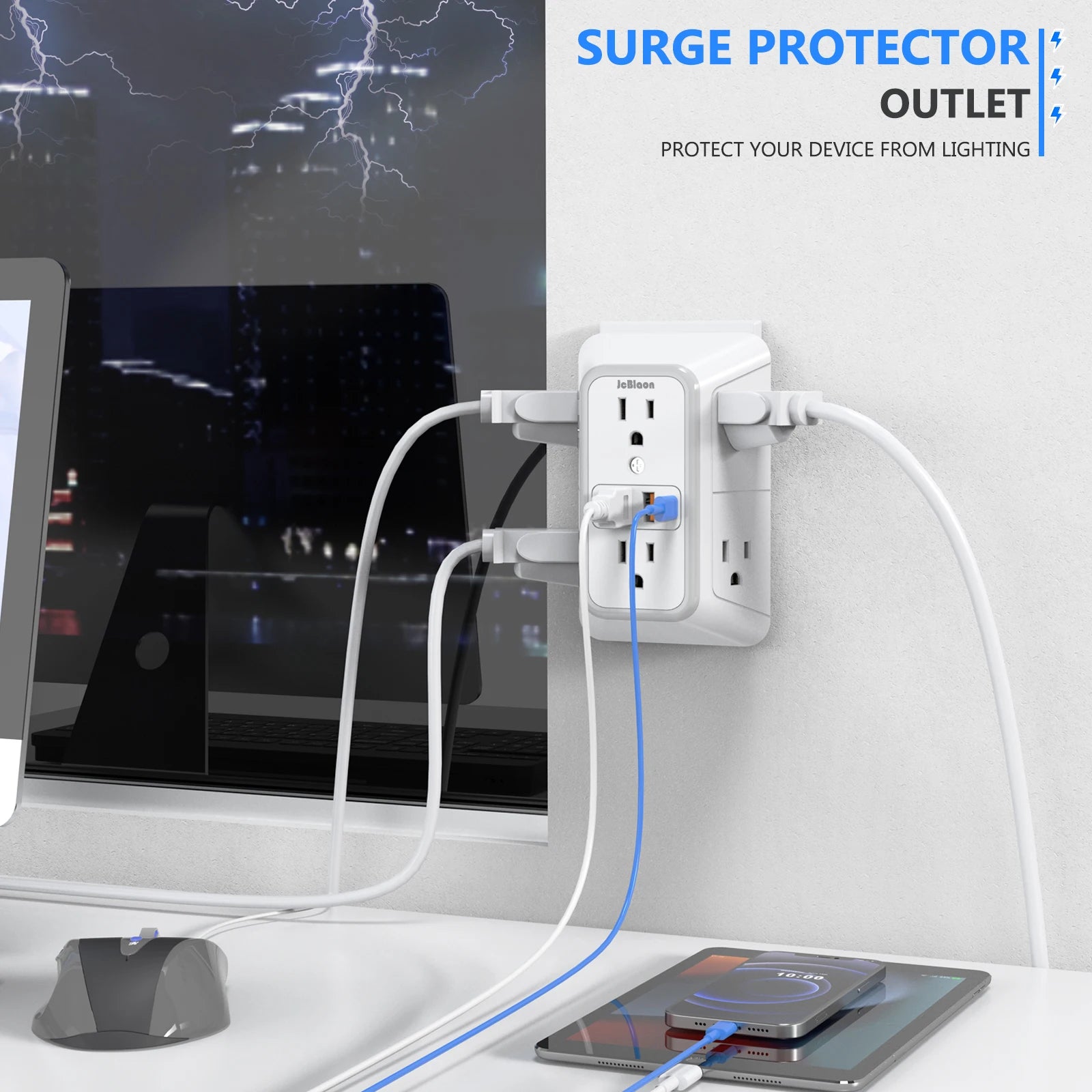 6-Outlet Power Strip with 4 USB Ports (2 Type-C)