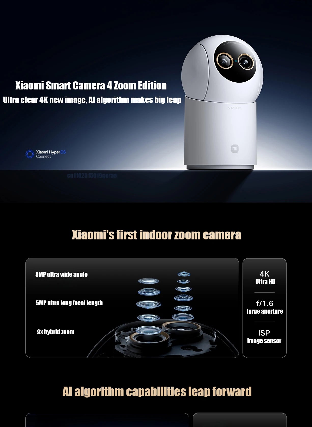 Xiaomi Smart Camera 4 – Zoom Version, 4K Indoor Monitoring Camera