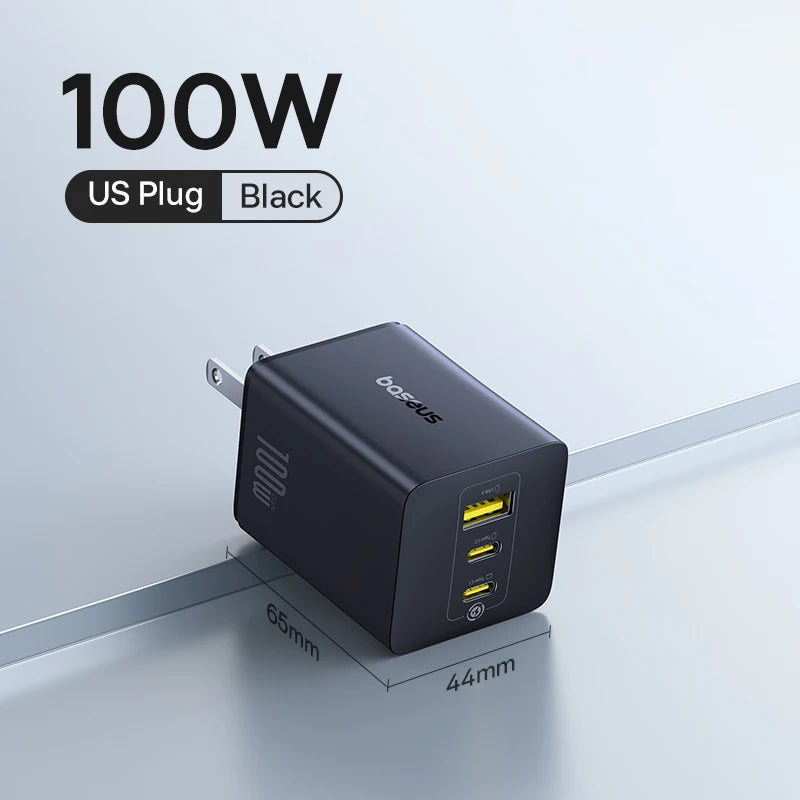 Baseus 100W Fast Charger GaN Charger For iPhone 17 16 Xiaomi Samsung Laptop Tablet USB C Charger QC PD Charger USB Phone Charger