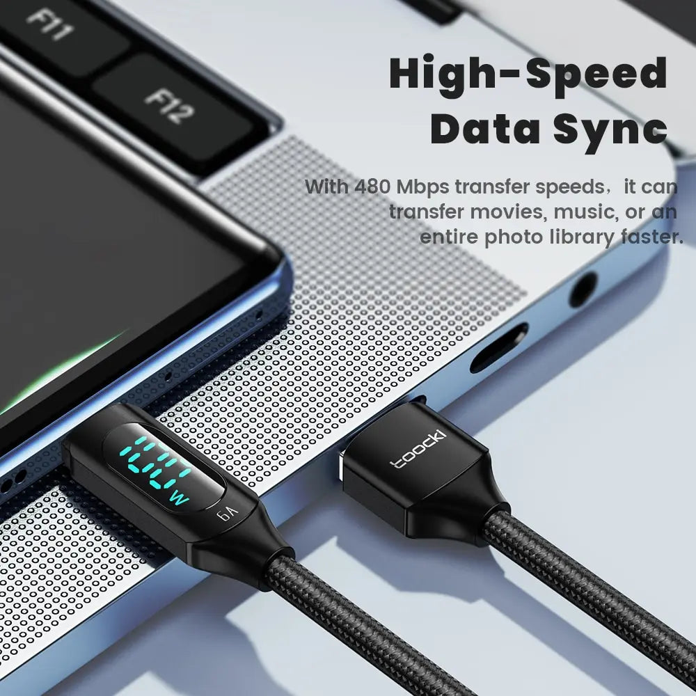 TOOCKI 100W USB-C Fast Charging Cable – PD Charging & Data Sync Cable (1M / 2M)