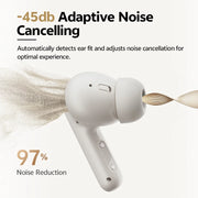 QCY Buds ANC Wireless Earbuds – 45dB Adaptive Noise Cancelling, Bluetooth 5.4 & 6-Mic Clear Calls