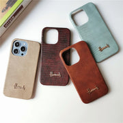 Luxury Business Lizard Skin Pattern Couple Hard Case For Iphone 17 16 14 15 11 12 13 Pro Max PU Leather Cover Fundas