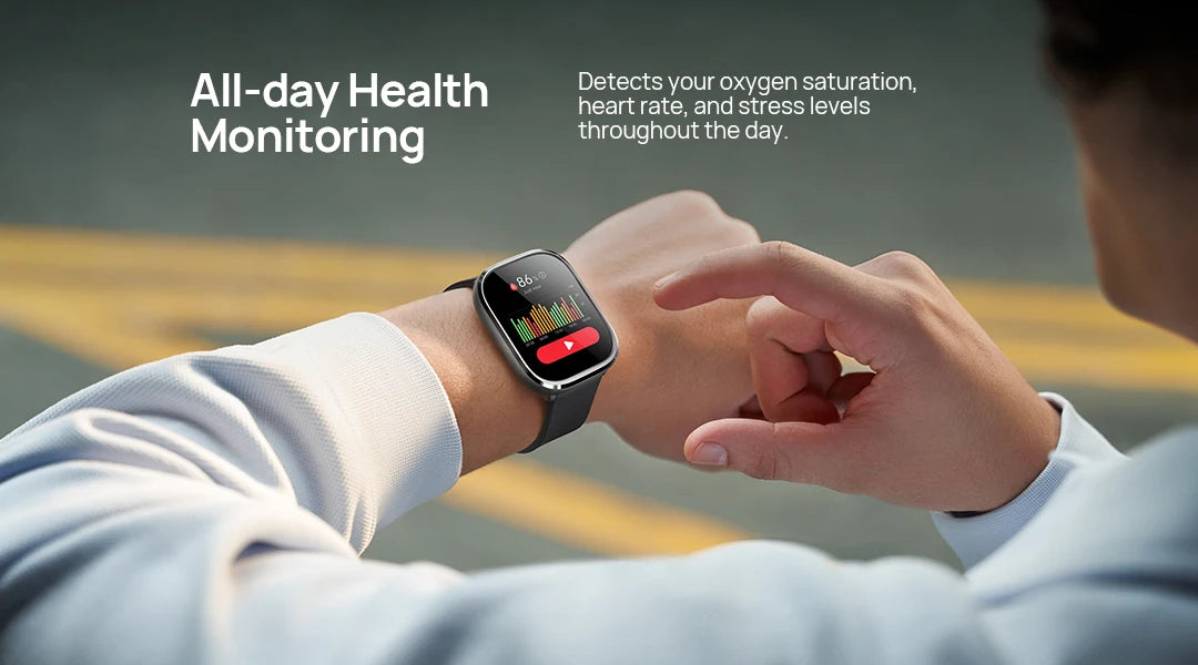 Mibro C4 Smartwatch – 2’’ Large Screen, Bluetooth Call, Heart & Oxygen Monitor