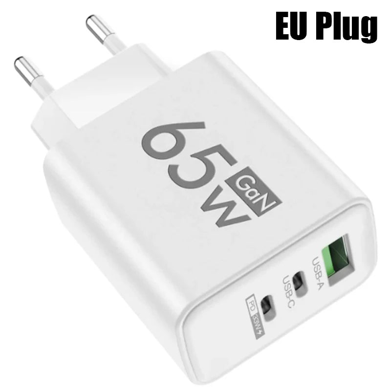 65W GaN USB-C Fast Charger – PD 3.0 Wall Adapter