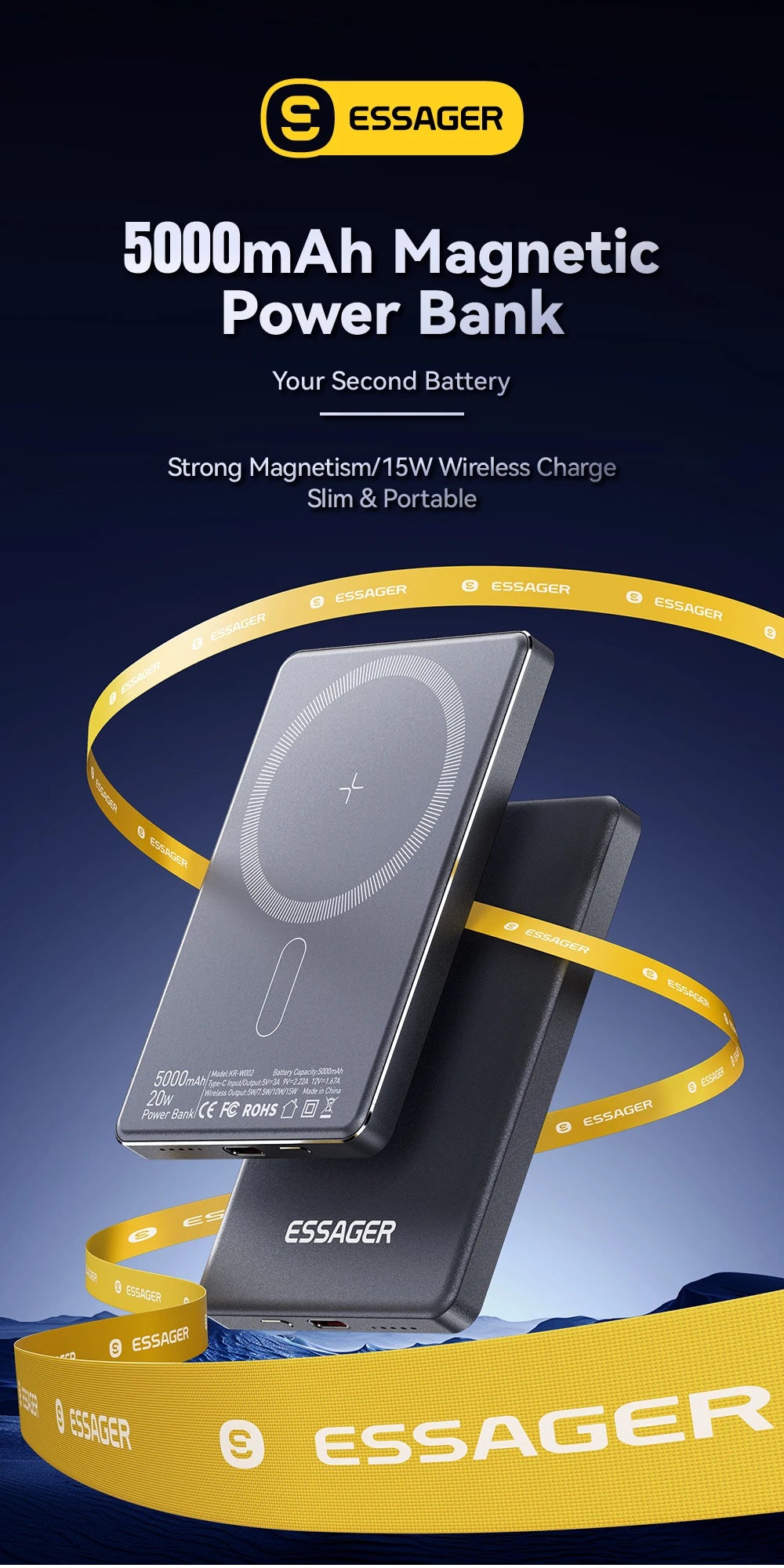 5000mAh Slim MagSafe Power Bank – Essager 20W