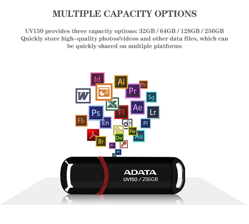 ADATA USB 3.2 Flash Drive – Portable, Easy Use, 32GB-256GB Options