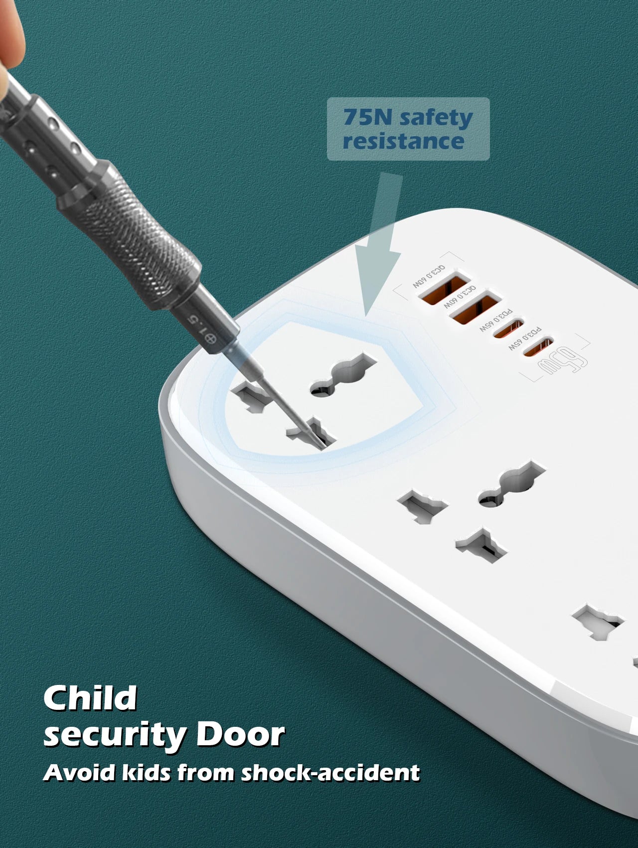 LDNIO 65W Power Strip – 3 AC Outlets & 4 USB Ports