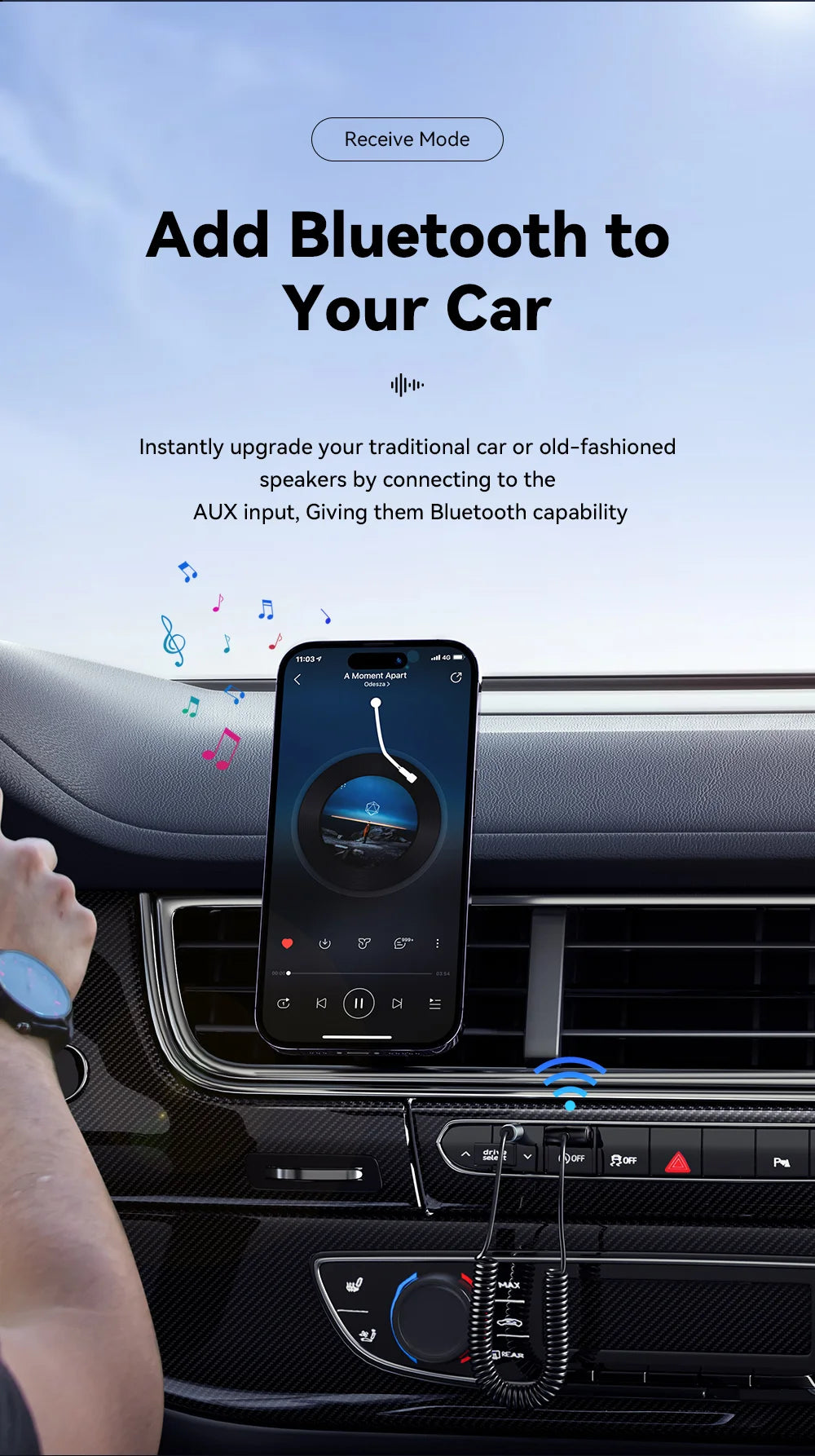 Essager Bluetooth Car Audio Cable 5.0 Transmitter Wireless Receiver Car AUX 3.5mm Jack Adapter Bluetooth Adapter Audio Cable