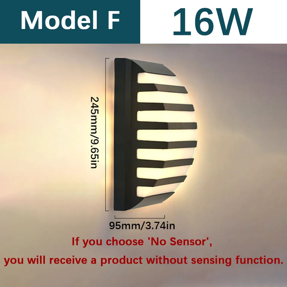 Outdoor Wall Light – Modern LED, AC110-220V, Sensor