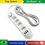 USB outlet, 2 m, power strip outlet, plug, electrical outlet extension, retractable multi-outlet tower, Brazilian standard