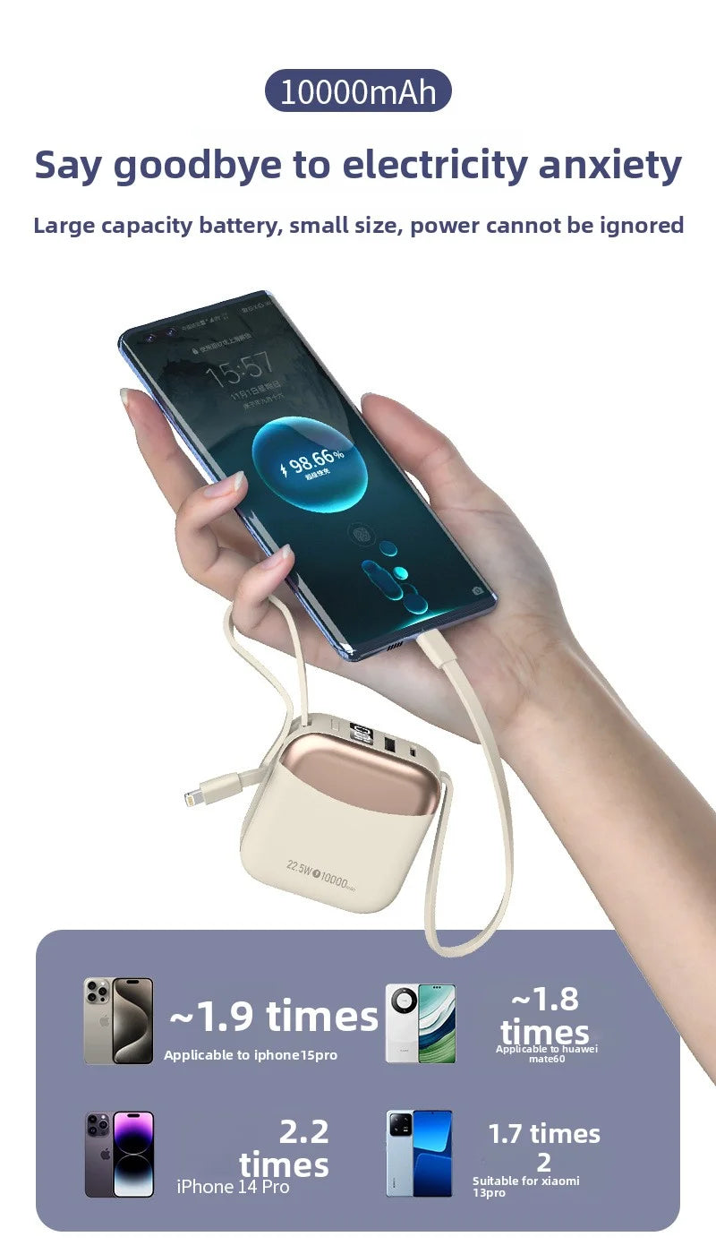 10000mAh Mini Power Bank – 66W Fast Charge, CCC Certified