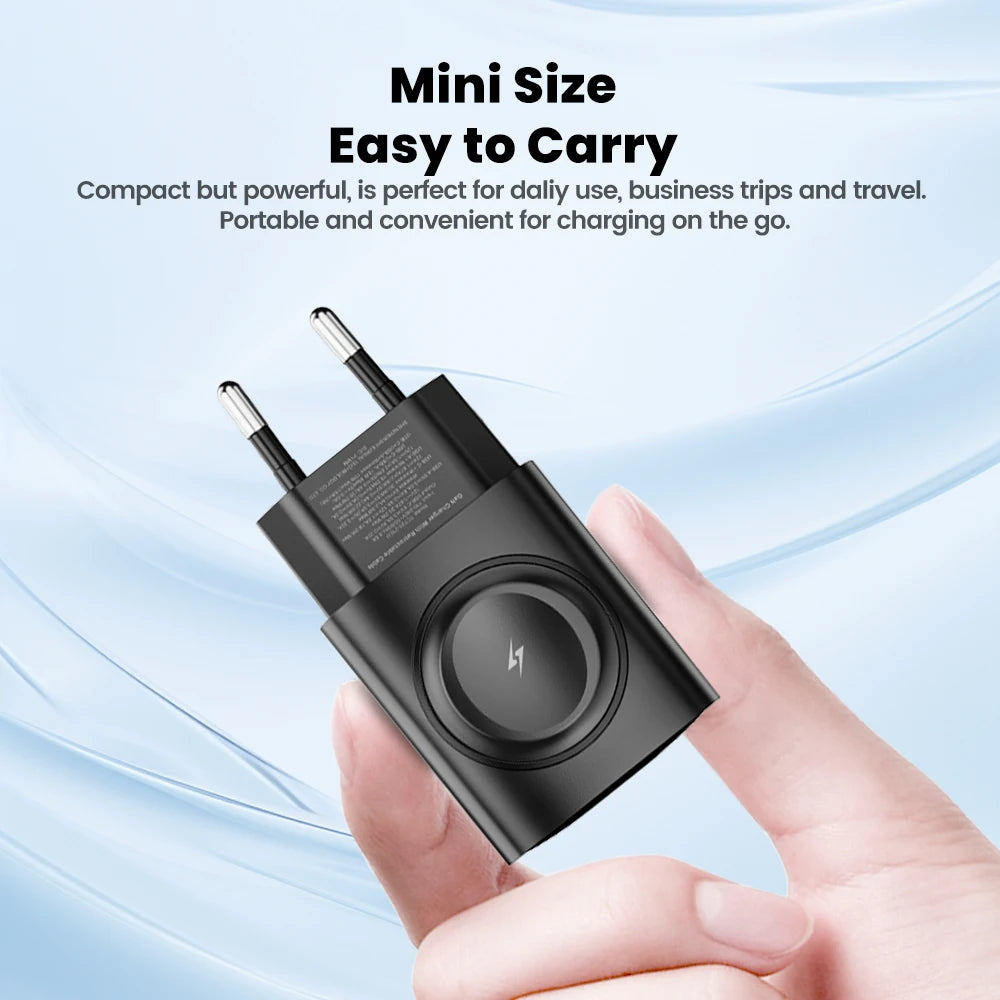 Toocki 3-in-1 GaN Charger – Fast USB-C & Wireless Charging for Phones & Watch