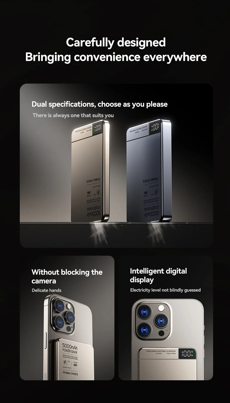 Magnetic Wireless Power Bank – Fast Charging for Magsafe iPhone