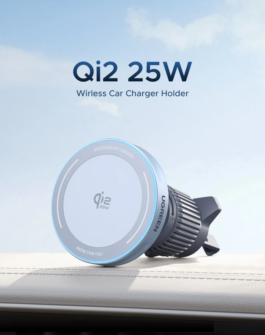 UGREEN Qi2 Magnetic Car Charger for iPhone – Wireless 25W/15W