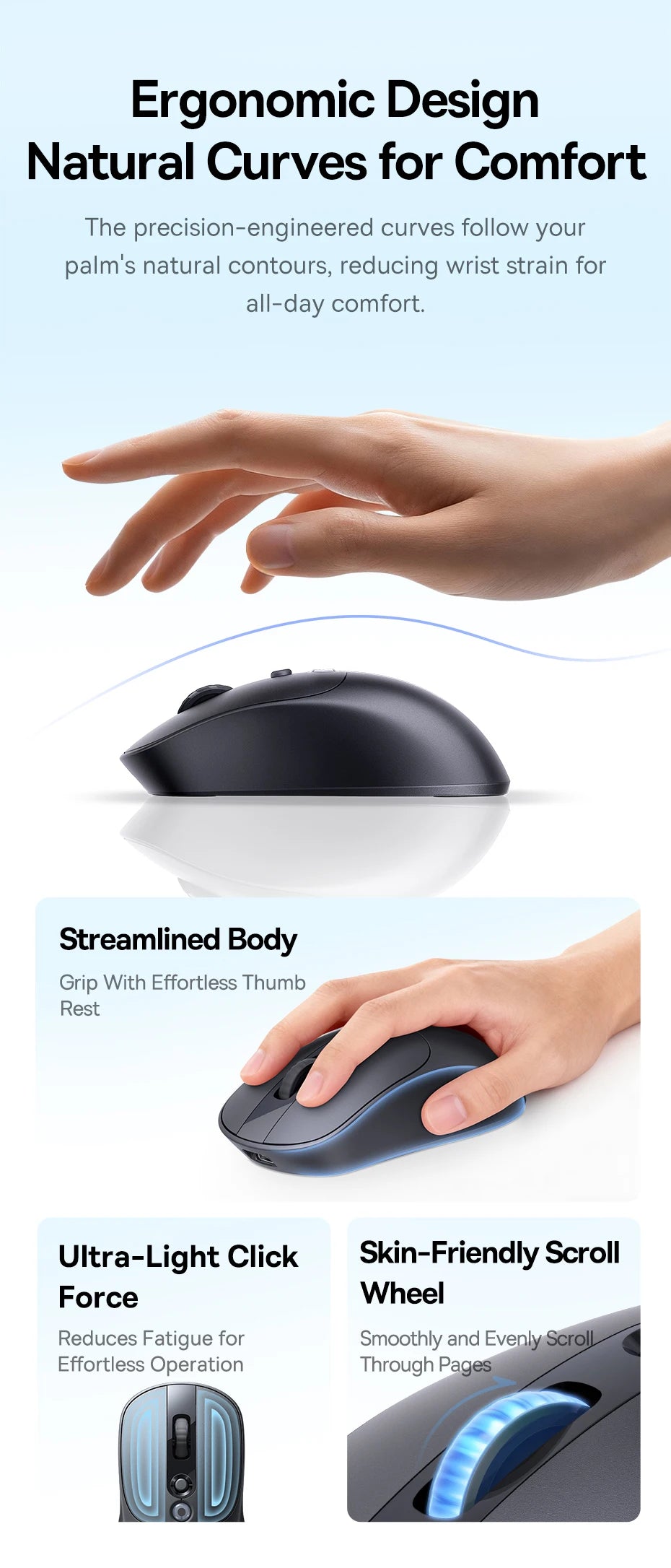 Baseus EM2 Wireless Mouse – Ergonomic, Silent, Type-C Charging