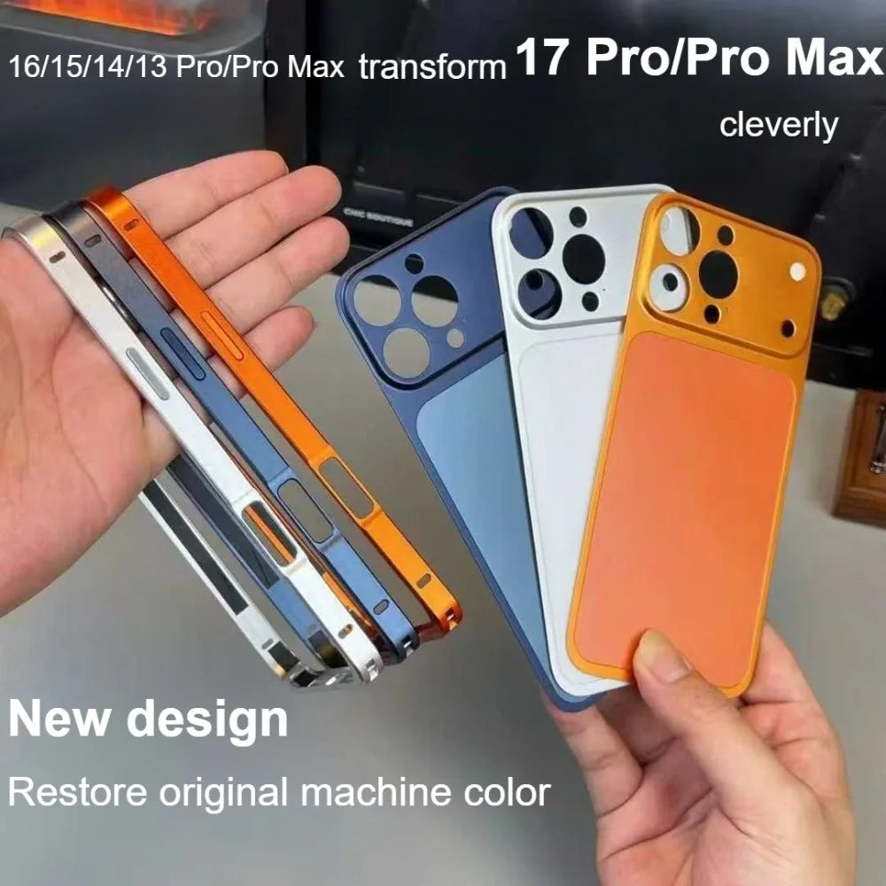 Color Alloy Frame Case – Anti-Drop Back Cover for iPhone 13–17 Pro/Pro Max