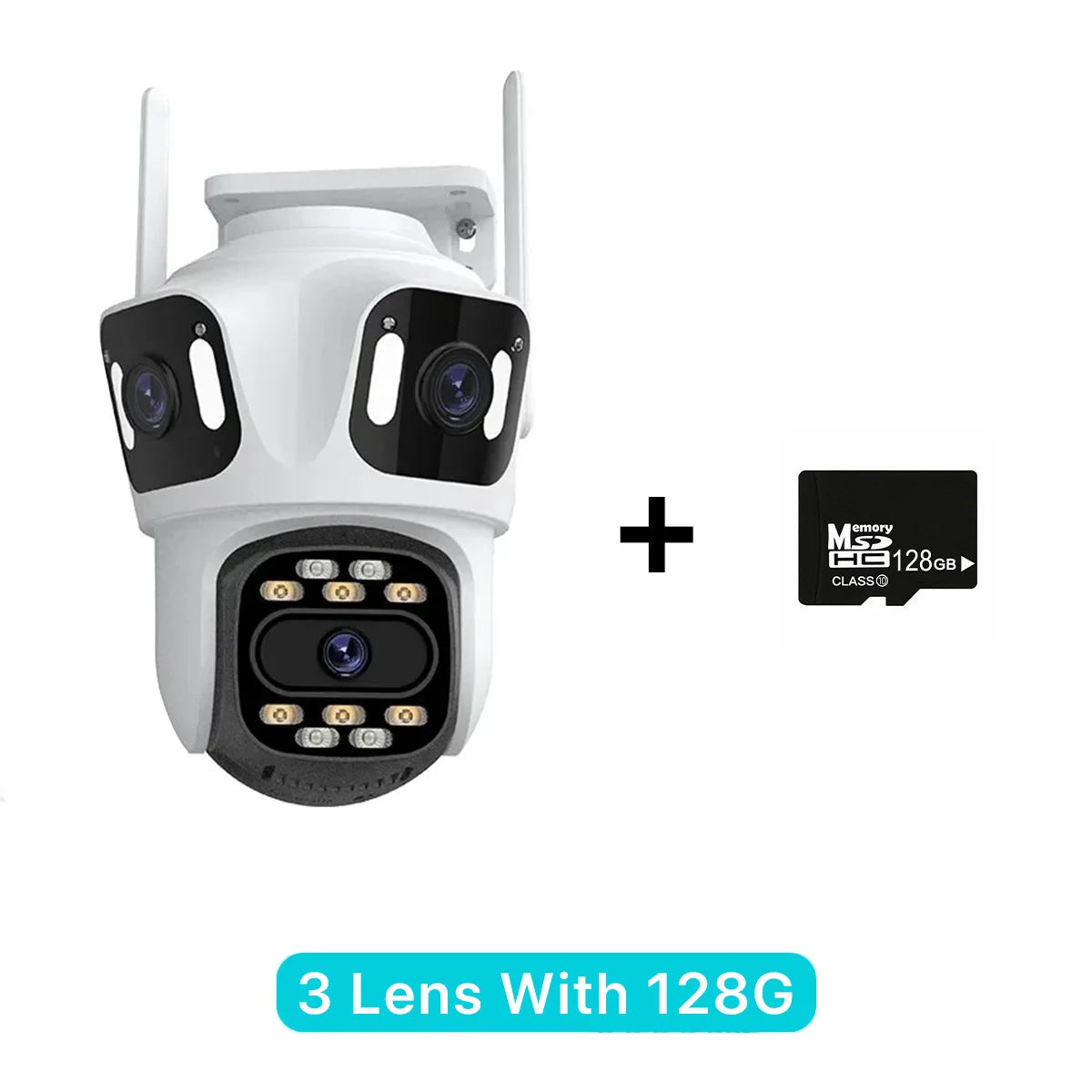 Triple-Lens Wireless Security Camera – AI Human Detection + Auto Tracking (iCSee)