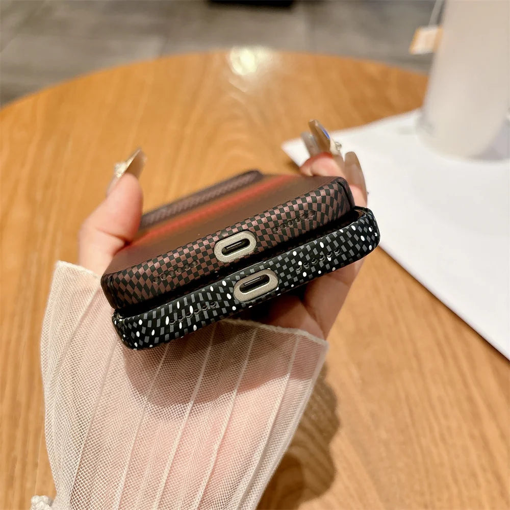 Magnetic Kevlar Carbon Fiber iPhone Case – Slim & Protective