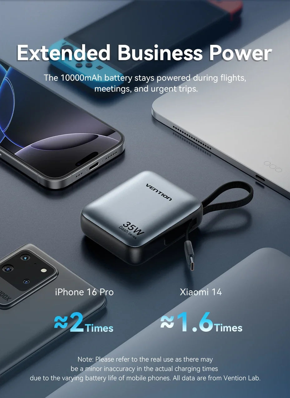Vention 35W Mini Power Bank 10000mAh Fast Charging