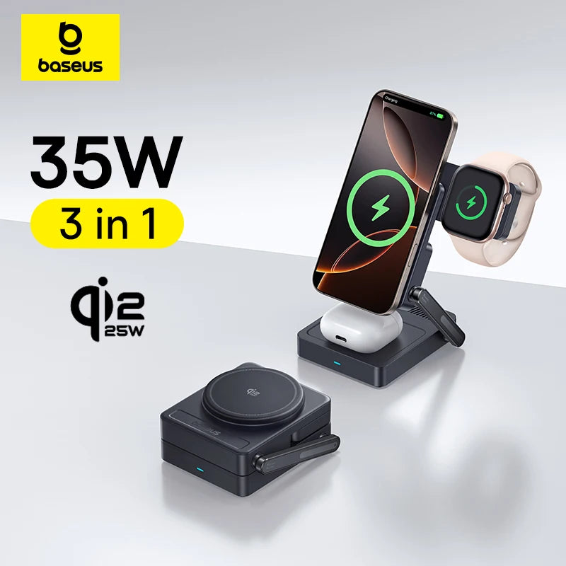 3-in-1 Baseus Wireless Charging Stand – Fast Charge for Devices
