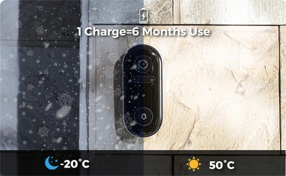Smart Home Doorbell Camera IMILAB – Instant Alerts, 2.5K Security, 5200mAh Battery