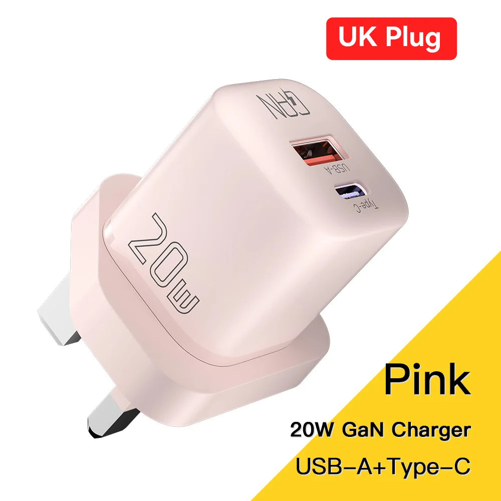 Essager 20W GaN USB Type C Charger Fast Charge Phone QC 3.0 Quick Chargers For iPhone 15 14 13 12 11Pro Max Mini iPad Charging