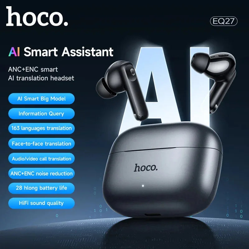 HOCO EQ27 AI ANC+ENC Bluetooth Earbuds – Smart Translation, HiFi Sound
