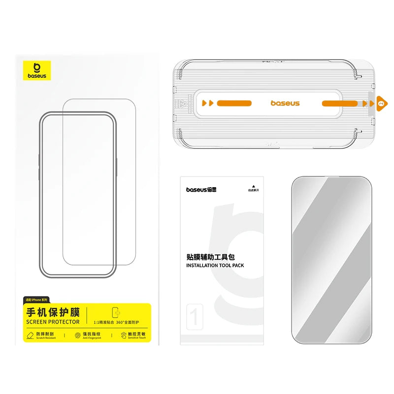 Baseus 0.4mm Corning Tempered Glass for iPhone 17 16 15 14 13 Pro Max Plus Screen Protector Anti-Peeping Auto Installation Film