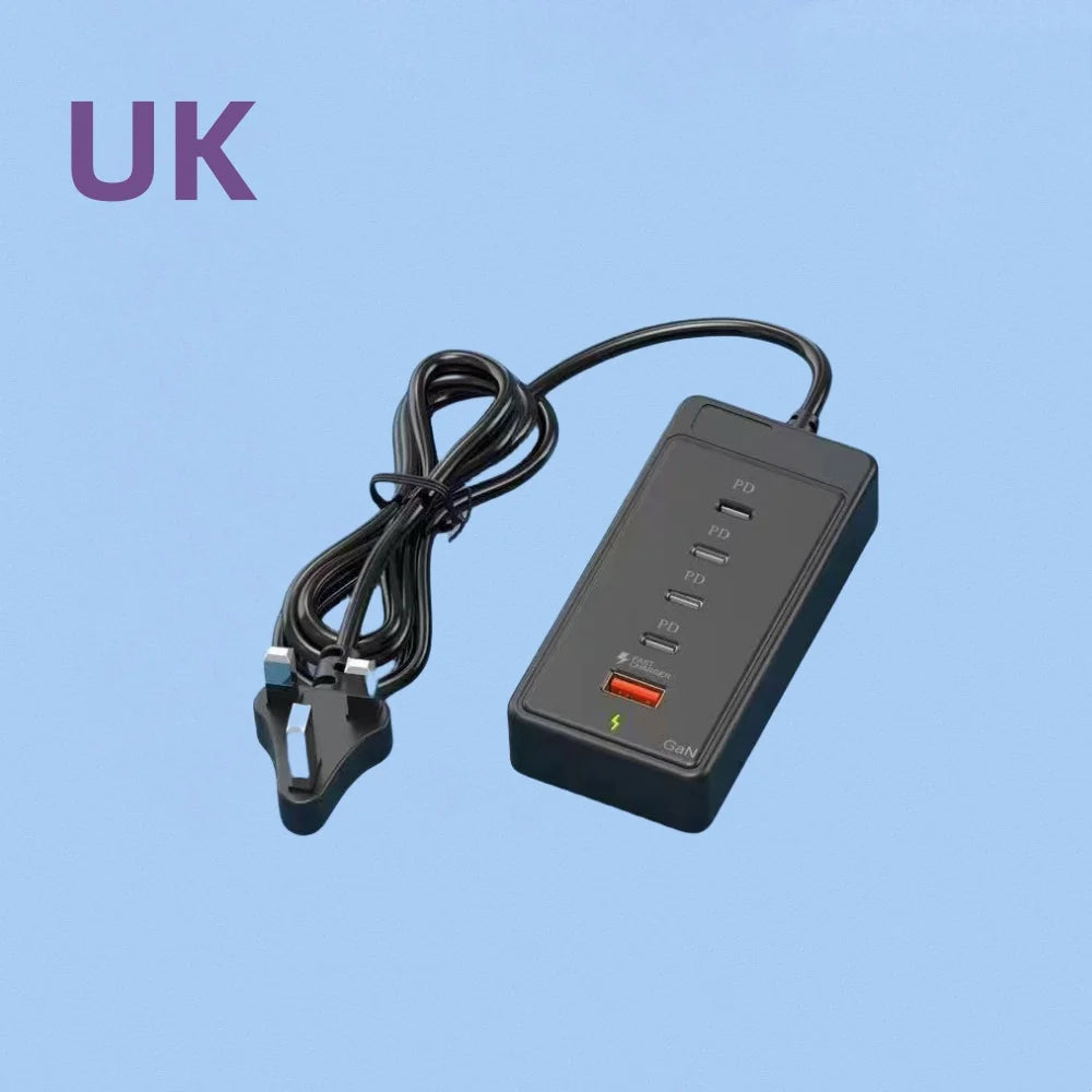 65W USB-C Fast Charging Hub – Multi-Port Wall Charger with 1M Extension Power Socket