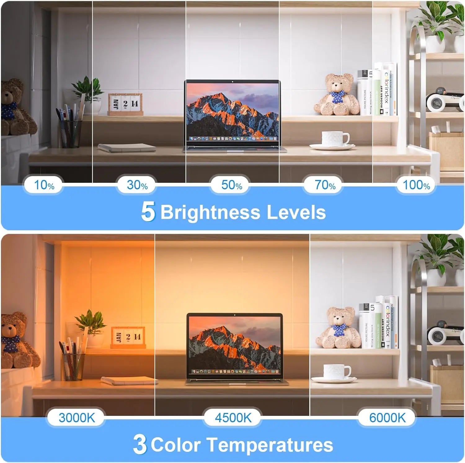 WILLED Dimmable Night Light – 3 Color Modes with 2500mAh Battery