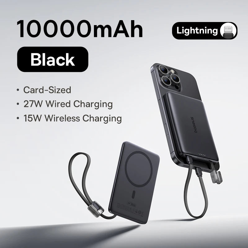 Baseus 10,000mAh Magnetic Power Bank – Wireless 15W & PD 27W Fast Charge
