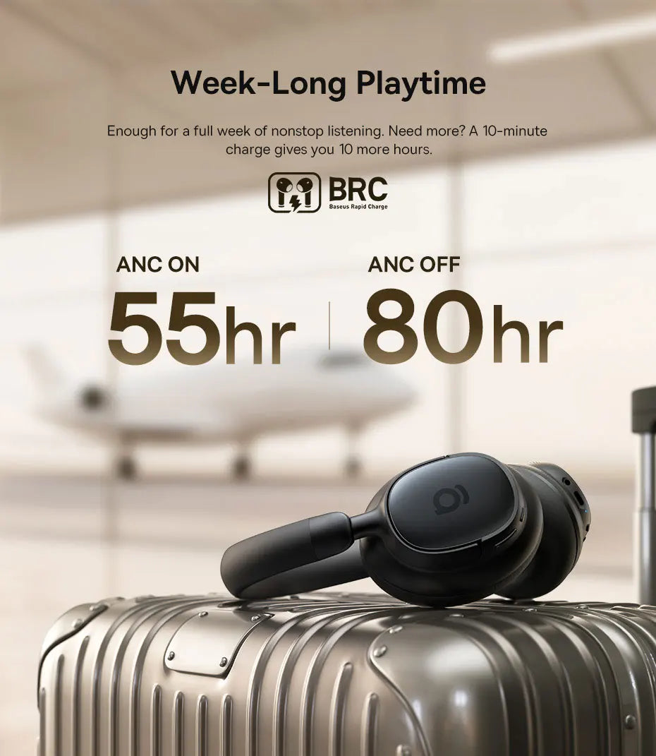 Baseus Bowie MH1 ANC Wireless Headphone 48dB Adaptive Hybrid Noise Cancelling Headsets 80H Playtime Hi-Res Audio LDAC Headphone