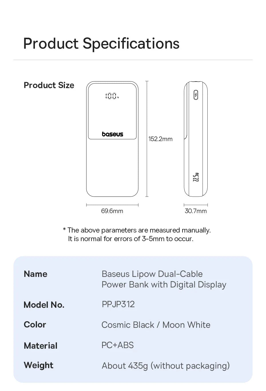Baseus Power Bank 20000mAh PD 22.5W Fast Charging Phone External Battery Powerbank Charger for Xiaomi Poco iPhone Samsung iPad