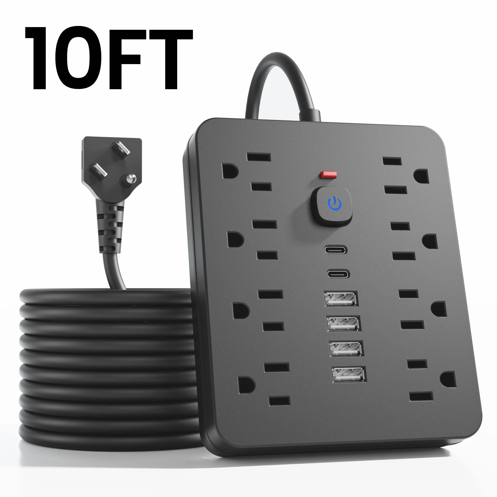 14-in-1 Power Strip – AC Outlets with 4 USB & 2 USB-C Surge Protector