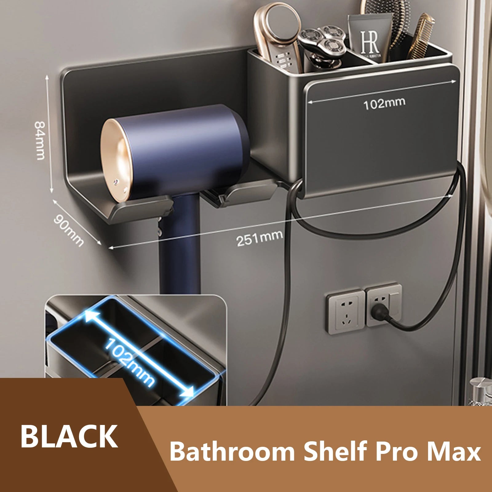 Hair Dryer & Straightener Stand – Bathroom Shelf Organizer for Styling Tools