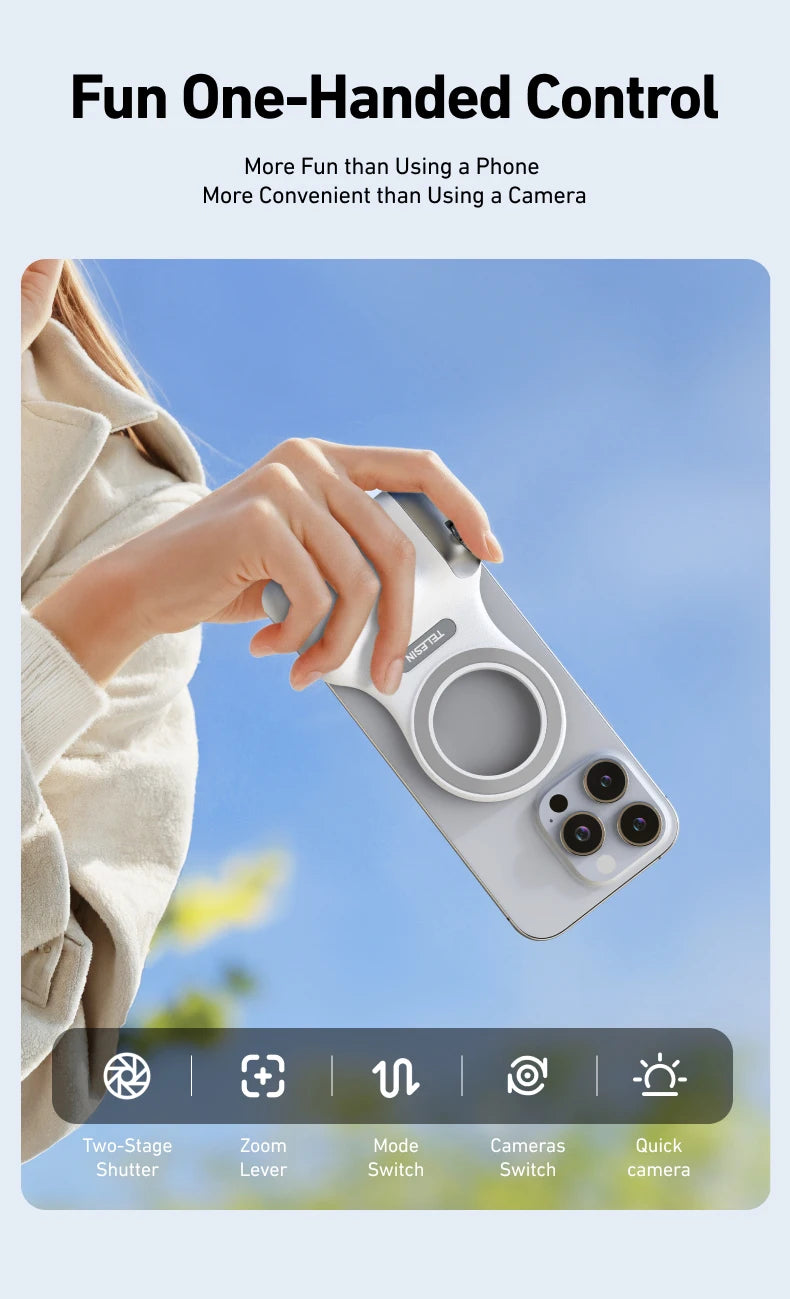 TELESIN Phone Camera Grip with Remote – iPhone & Android