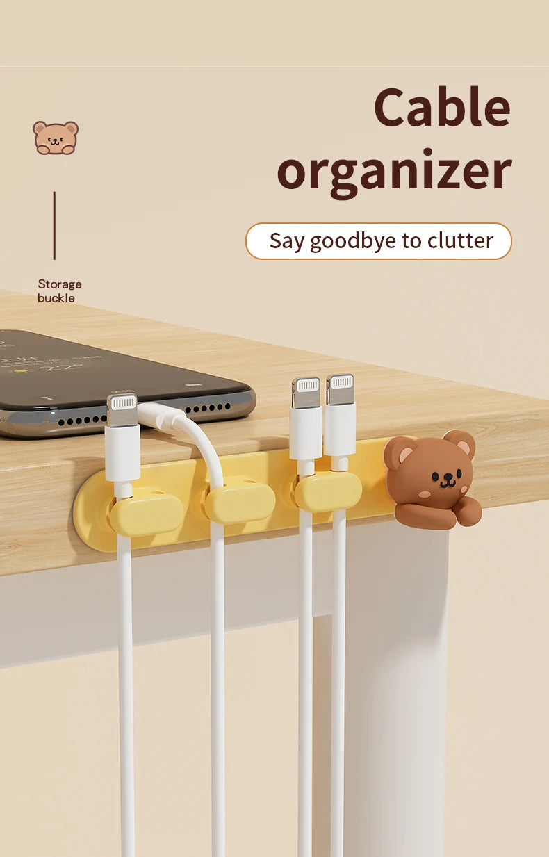 Desktop Cable Manager – Cartoon Wire Holder for Cables & Earphones