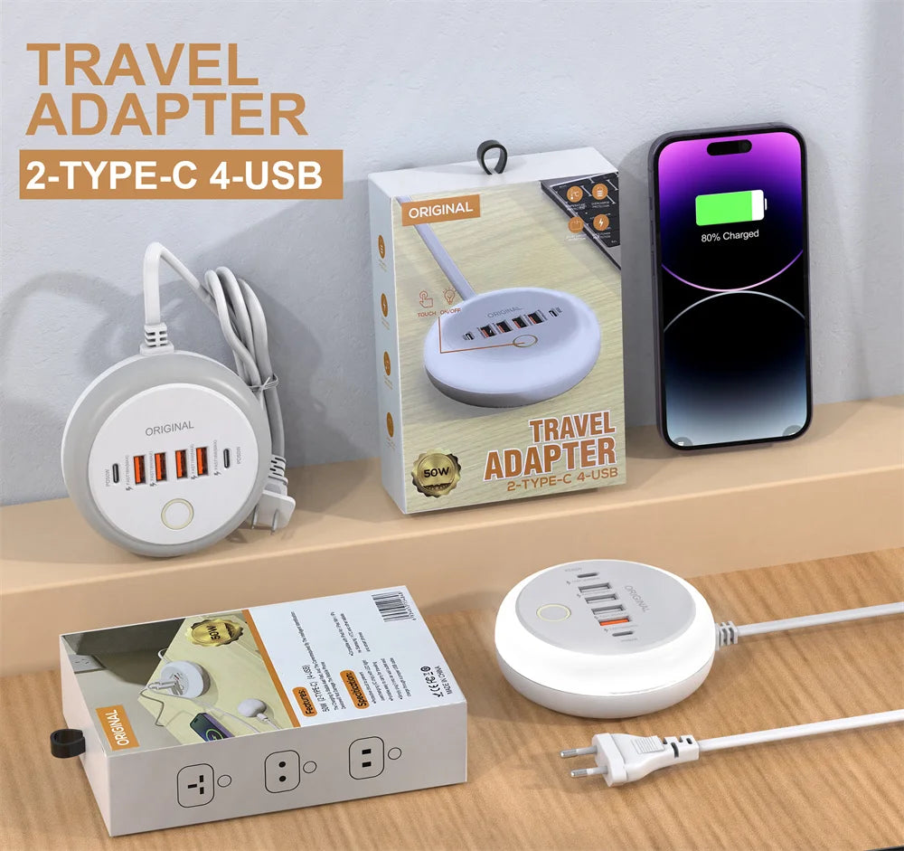 50W USB Multi-Port Charger – Quick Charge for Phones
