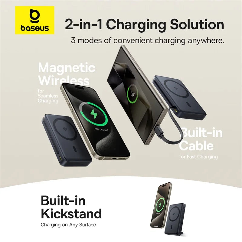 Baseus 45W Magnetic Power Bank – 10,000mAh with Kickstand
