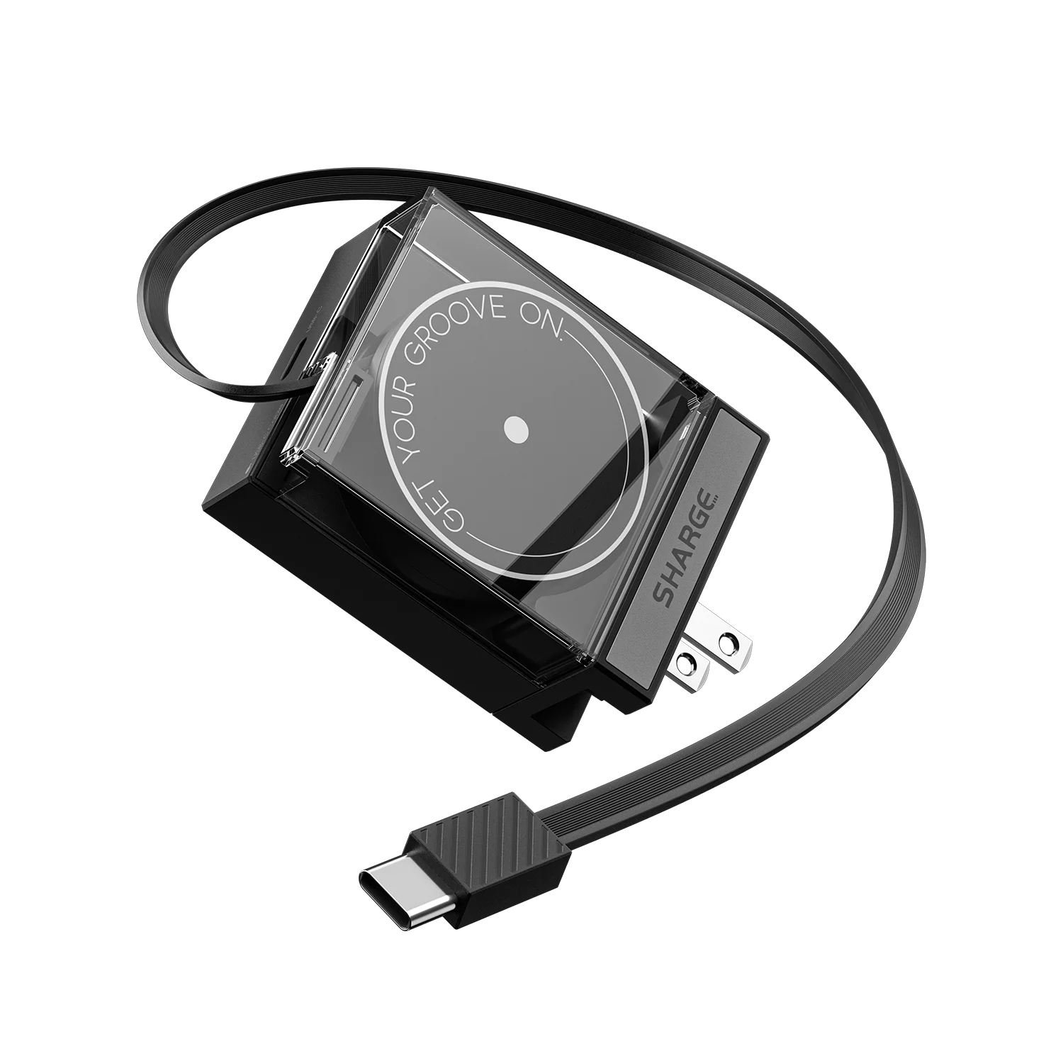 SHARGE Retractable 65W USB C Charger GaN Power 2 Devices PD Fast Charging for MacBook Pro/Air, iPhone 16,Pixel Book