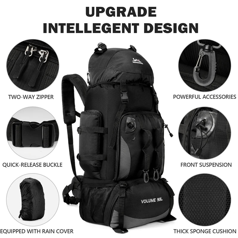 90L Waterproof Hiking Backpack – Large Capacity Camping & Trekking Bag