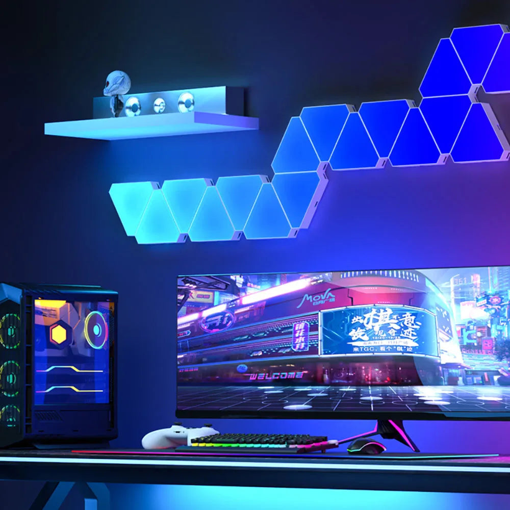 Smart RGB Triangle Wall Lamp – Bedroom, Office & Bedside Decor