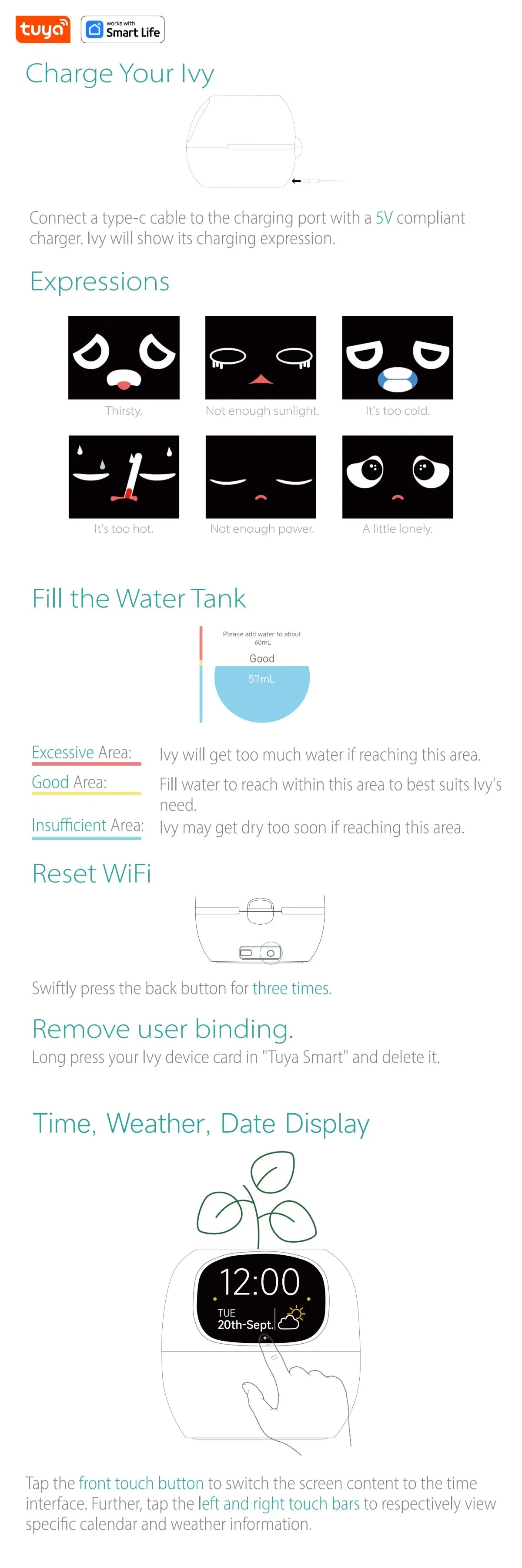 Ivy Tuya Smart Planter – AI Plant Care with Sensors